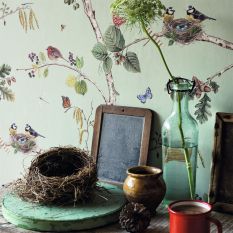 Woodland Chorus Wallpaper 215706 by Sanderson in Sky Blue