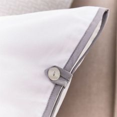 Komoro Plain Ribbon Piping Cotton Bedding in White Grey