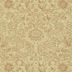 Sunflower Etch Wallpaper 101 by Morris & Co in Church Red Biscuit