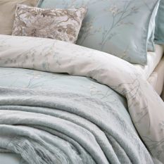 Pussy Willow Cotton Bedding Set by Laura Ashley in Duckegg Blue