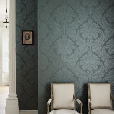 Malmaison Damask Wallpaper 311998 by Zoffany in Teal Blue