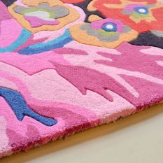 Rose & Peony Rugs 45005 in Cerise Pink by Sanderson
