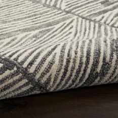 Colorado CLR01 Linear Wool Rugs by Nourison in Grey White