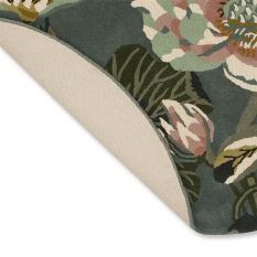 Waterlily Round Rugs 38608 by Wedgwood in Midnight Pond Blue