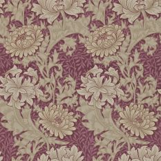 Chrysanthemum Wallpaper 212548 by Morris & Co in Wine Red