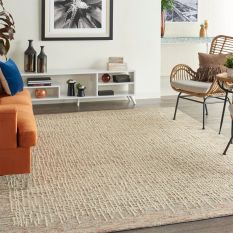 Colorado CLR03 Linear Wool Rugs by Nourison in Beige Multi