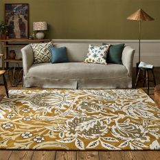 Elmcote Floral Wool Rugs 127806 by Morris & Co in Gold