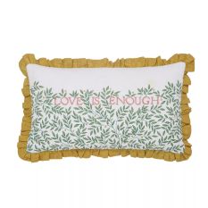Love is Enough Cushion by Morris & Co in Evergreen Coral Pink