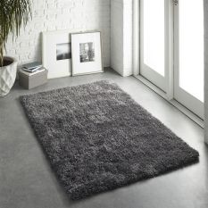 Chicago Shaggy Modern Plain Rugs in New Grey