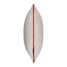 Leighton Boucle Velvet Piping Cushion in Ecru Salmon Pink