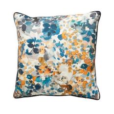 Amber Botanical Cushion in Blue Ochre Yellow