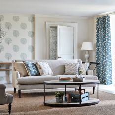 Bay Tree Wallpaper 216361 by Sanderson in Copper Denim