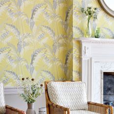 Palm House Wallpaper 216642 by Sanderson in Chartreuse Grey