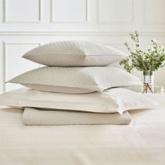Adan Fine Linens Striped Cotton Bedding in Chalk