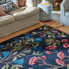 Foraging Wool Rug 146618 by Sanderson in Indigo Blue