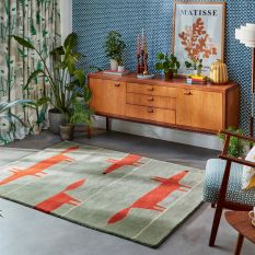 Scion Mr Fox Wool Rugs 25313 in Mint Poppy