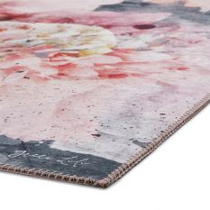 FLOO24 Floral Rugs by Michelle Collins in Rose Black