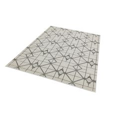 Aurora Lattice AU11 Geometric Rugs in Metallic Silver Beige