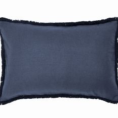 Linen Cotton Frayed Cushion by Morris & Co in Blue