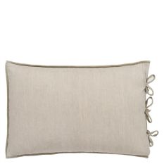 Designers Guild Sevanti Rectangular Quilted Cushion With Pom Poms in Dove
