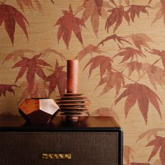 Acer Leaf Wallpaper 312496 by Zoffany in Red Wood Teal Blue