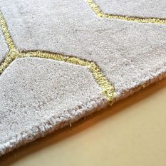 Arris Geometric Wool Rugs 37304 in Grey and Gold by Wedgwood