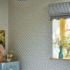 Daisy Trellis Wallpaper 113044 by Harlequin X Sophie Robinson in Lapis Pearl