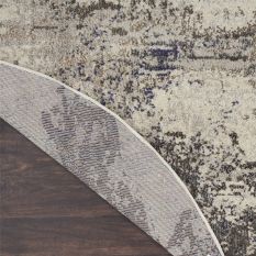 Celestial Abstract Circle Round Rugs CES02 in Ivory Grey by Nourison