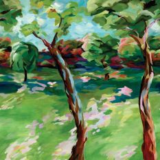In the Woods Wallpaper Panel 113068 by Harlequin X Sophie Robinson in Sky Emerald Carnelian