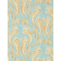 Voyaging Koi Wallpaper 217115 by Morris & Co in Clear Sky Persimmon