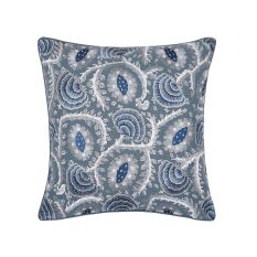 Suzani Embroidered Cushion by Zoffany in Como Blue