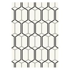 Patio Geometric PAT08 Hexagon Outdoor Rugs in Ivory White