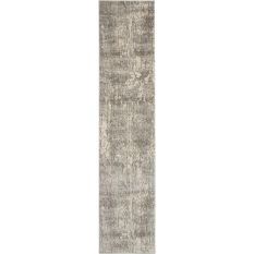 Quarry QUA03 Abstract Distressed Runner Rugs in Beige Grey by Nourison