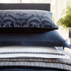 Nika Plain Textured Cotton Bedding in Midnight Blue