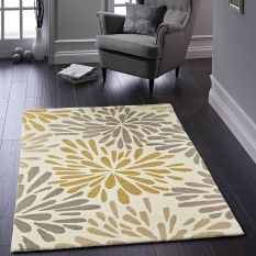 Flowerburst Wool Rugs in Grey