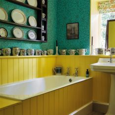 Bird and Anemone Wallpaper 216958 by Morris & Co in Olive Turquoise