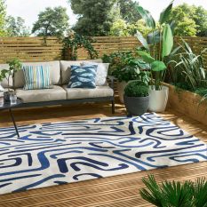 Synchronic Indoor Outdoor Rugs 442308 in Japanese Ink Origami