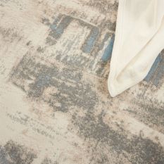 Solace SLA07 Distressed Abstract Rug in Ivory Grey Blue