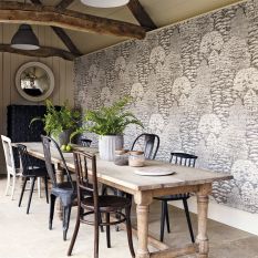 Woodland Toile Wallpaper 215716 by Sanderson in Ivory Charcoal Grey