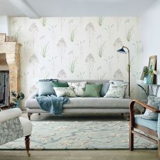 Anthea 47107 Floral Designer Rugs in China Blue by Sanderson