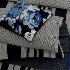 Imara Floral Cushion by Bedeck of Belfast in Navy Blue