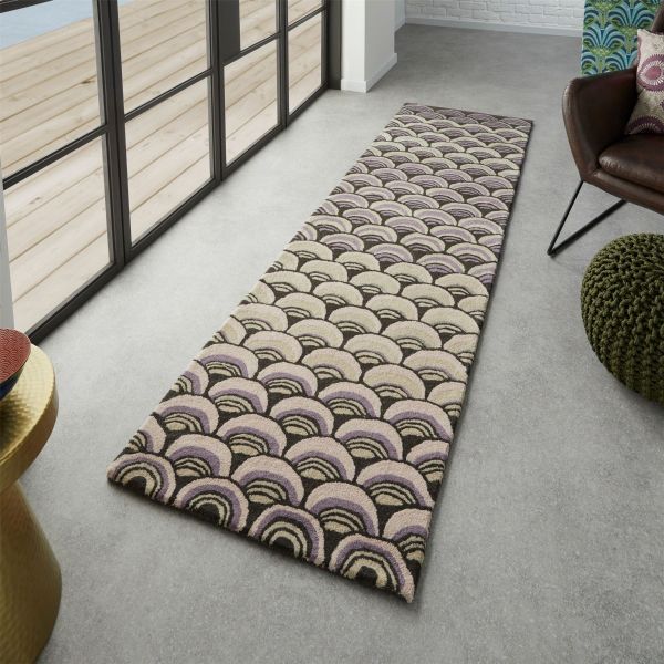 Masquerade Geometric Scale Wool Runner Rugs 16002 by Ted Baker in Pink