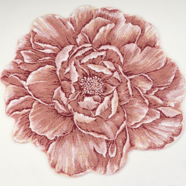 Damas 515 Flower Circle Bath Mat in Rosette Pink by Designer Abyss & Habidecor