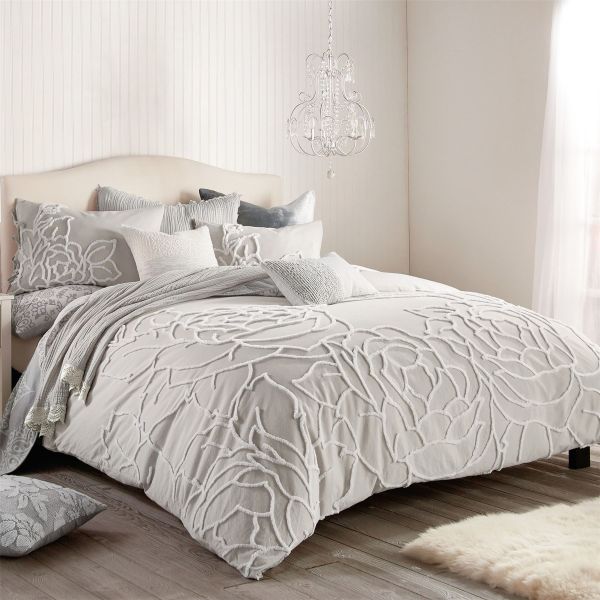 Chenille Rose Cotton Bedding by Peri Home in Grey