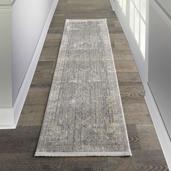 Lustrous Weave LUW02 Traditional Runner Rugs by Nourison in Grey beige