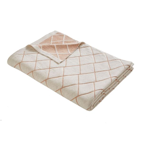 Diamond Knit Cotton Throw By Tess Daly in Rose Gold