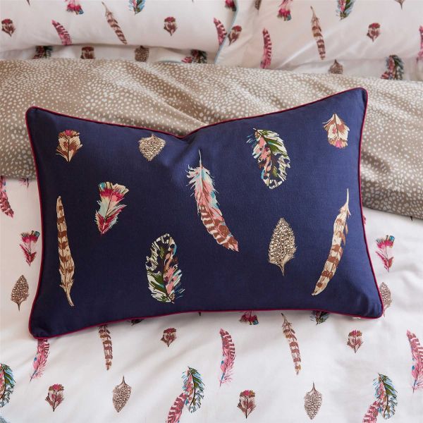 Feathers Cotton Cushion by Joules in Navy Blue