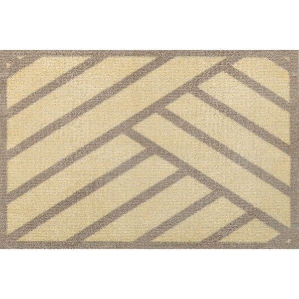 Rayas Geometric Washable Floor Mats in Natural Beige