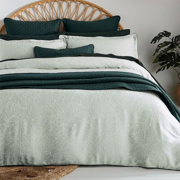 Lemongrass Jaquard Bedding by Ted Baker in Sage Green