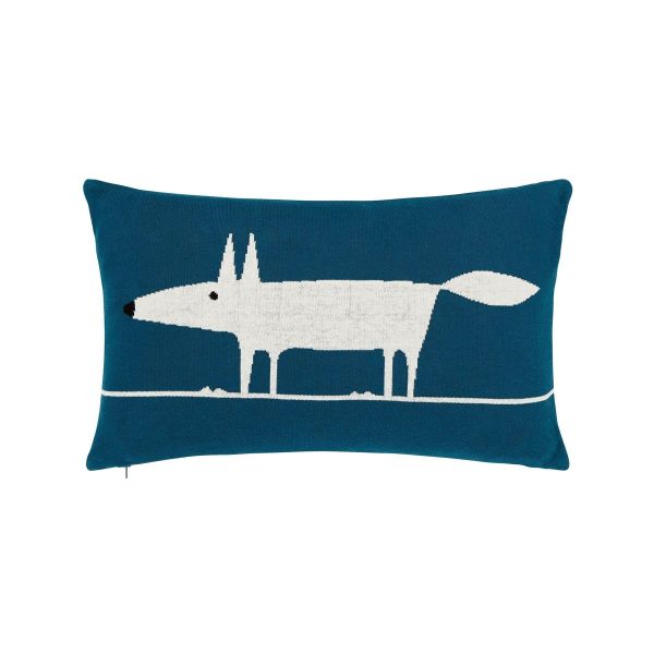 Mr Fox Cotton Cushion By Scion in Marine Blue